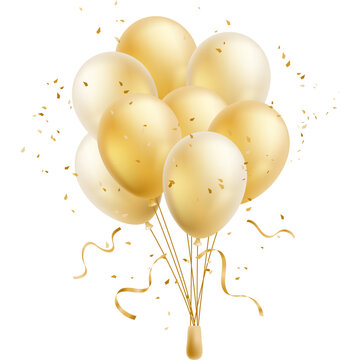 Festive Golden Balloon Bouquet Illustration for Birthday, Anniversary, and Celebration Designs
