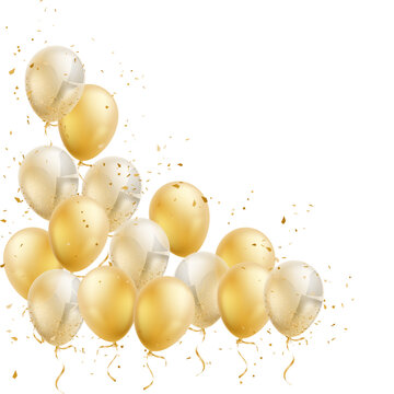 Gold and Confetti Balloon Cluster, Glossy for Celebration Decorations