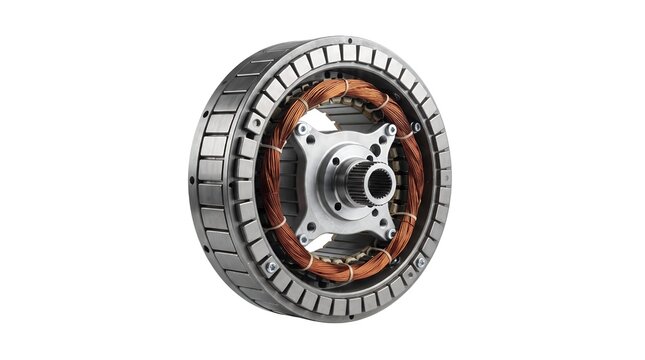 High performance electric vehicle motor stator and rotor assembly.