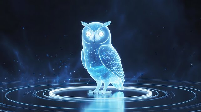 Glowing owl symbolizing wisdom, knowledge and intelligent learning