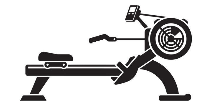 Black silhouette of a rowing machine