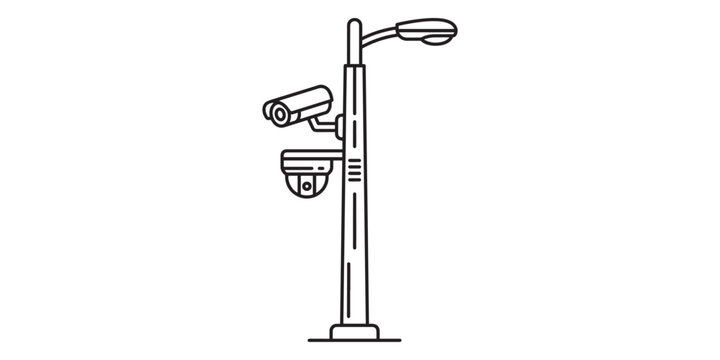 Street light pole with security cameras