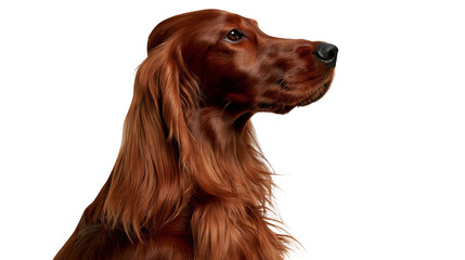 Irish Setter dog with long mahogany red fur profile portrait © Lyra