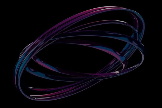 Floating 3D Ribbon Rings on Black