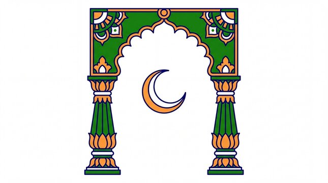 Traditional art & mandalas vektor islamic arch crescent moon design