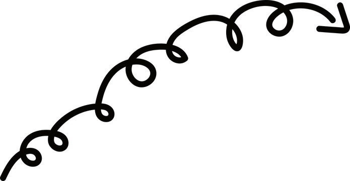 A black swirly line with an arrow pointing to the right