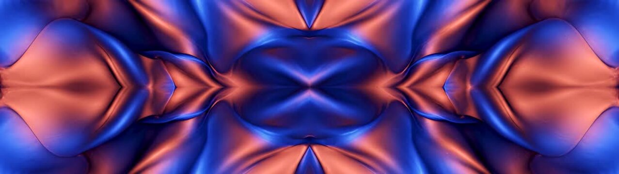 Luxury background flowing blue and copper silk fabric texture with soft waves and elegant light reflections motion.