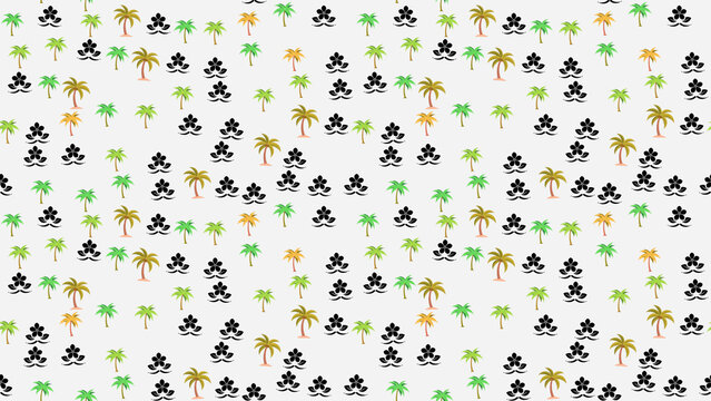 Palm Trees and Floral Motifs Pattern