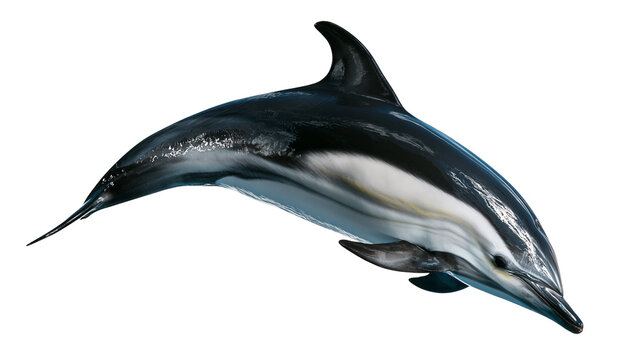 Pacific white-sided dolphin swimming with sleek black and white patterned skin