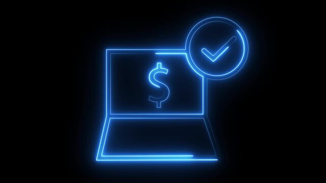Online payment successful with checkmark and dollar sign on laptop screen
