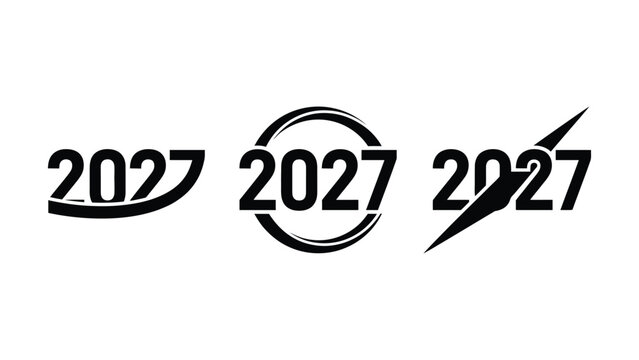 Creative stylized year 2027 logo designs with transparent background
