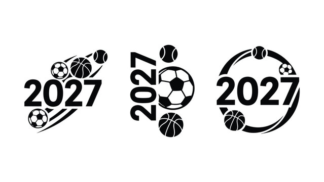 Creative Year 2027 Sports Logo Design With Ball Graphics