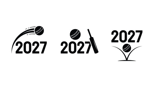 Cricket Event Logo Design Showing Year 2027 With Sport Elements