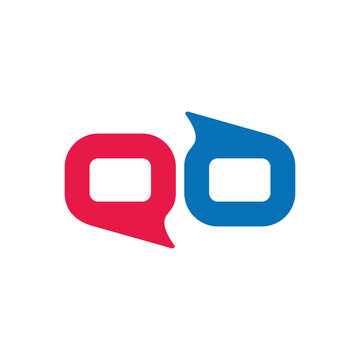 letter qo monitor talk bubble logo vector