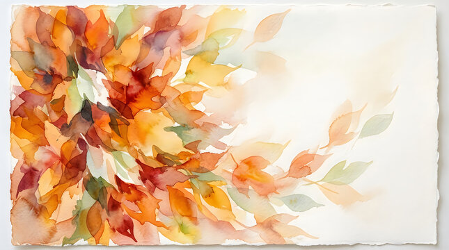 Abstract watercolor background with warm tones of orange yellow and hints of green