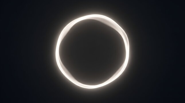 Minimalist glowing white circular ring light shape on dark background