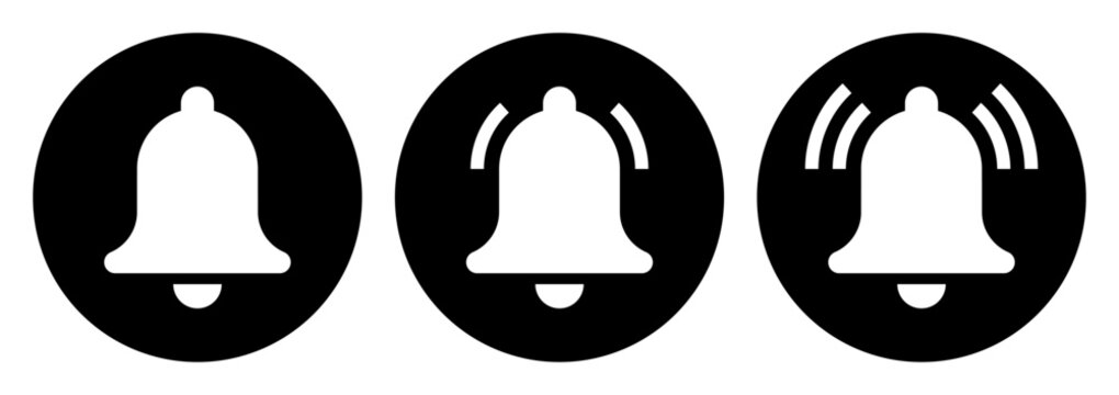 Notification bell icon with sound waves.