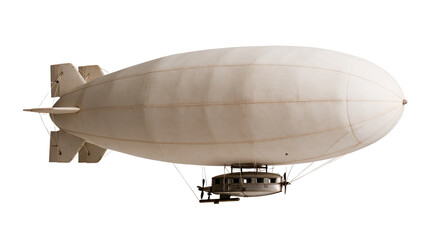 Vintage white zeppelin airship with passenger gondola and propellers © Peregrine