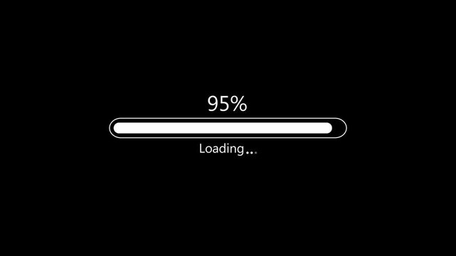 Retro pixelated loading bar filling zero to hundred percent.Glitch loading bar. Animation of cyberpunk style loading bar with glitch effect.