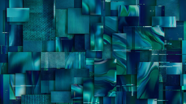 Abstract geometric background in shades of blue and teal with a textured appearance
