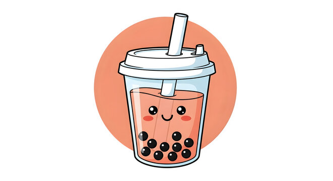 Cute Kawaii Bubble Tea Drink Illustration Vector Design Isolated on a Clean Transparent Background for Creative Graphic Projects