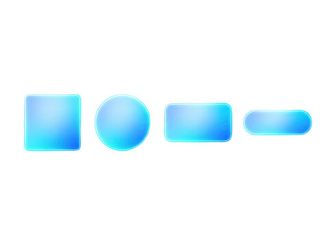 Set of bright blue gradient shapes including square circle and rectangle icons