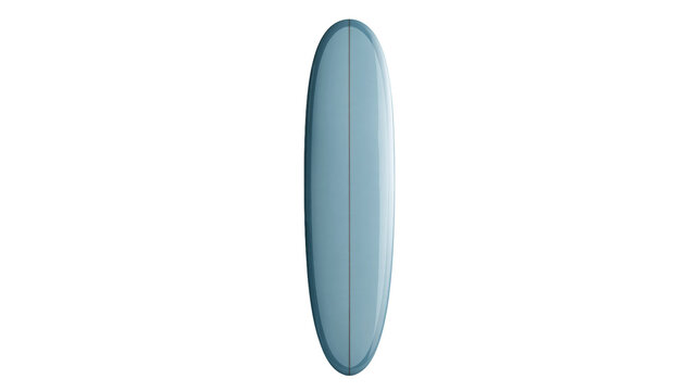 Smooth blue surfboard with a central stringer line