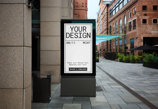 Mockup Of Customizable Outdoor Advertising Totem In Oslo