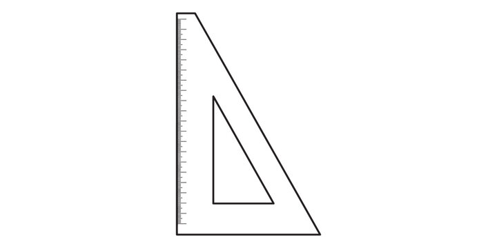 A black outline of a set square measuring tool