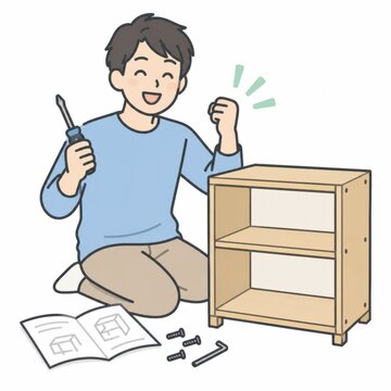 Adult Completing a Flat Pack Furniture Project