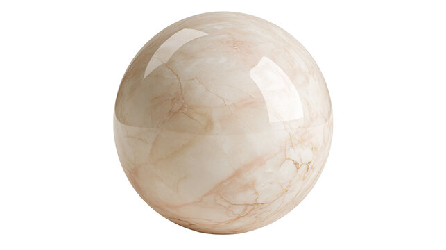 Polished beige marble sphere with natural stone veins and glossy surface