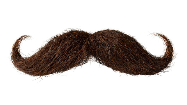 Thick brown handlebar mustache made of realistic hair