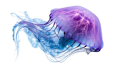 Glowing purple jellyfish with long flowing tentacles and intricate bell patterns © Motruc