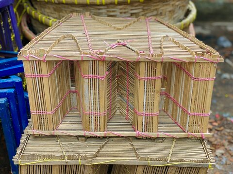 Traditional Bamboo Fish Trap Box Handcrafted in Village