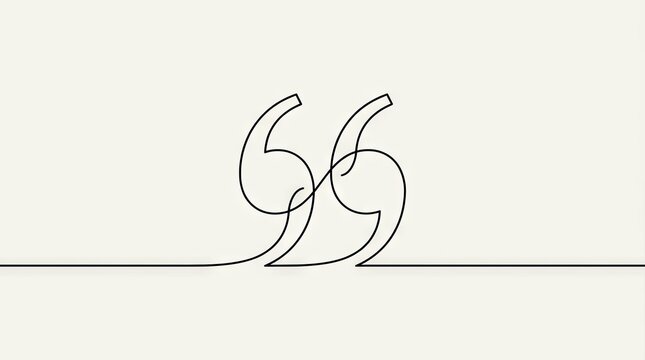 Continuous line drawing of double quotation marks on white background.
