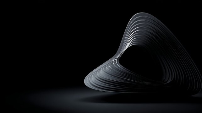 3d abstract geometric shape on black background with modern minimal design, dark futuristic composition for luxury branding, digital art, technology, presentation, wallpaper, and creative projects