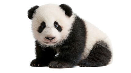 Fluffy baby giant panda sitting and looking forward © dominica