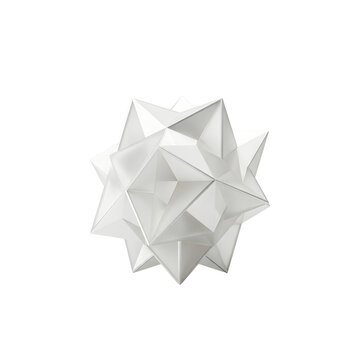 White geometric star polyhedron sculpture on transparent background