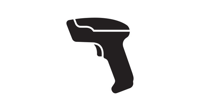Barcode scanner in black silhouette against a white background