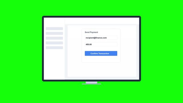 Digital Wallet Connection and Financial Dashboard Animation on Chroma Key Green Screen.