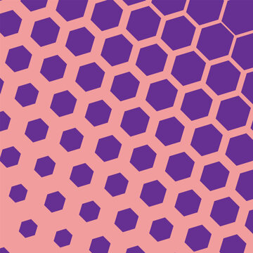 Abstract Seamless pattern purple and pink colour geometric poligon honeycomb halftone thik to thin diagonal geometry pattern ,vector background.