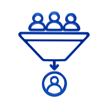 Blue lead generation funnel with multiple users at and single contact profile below filter