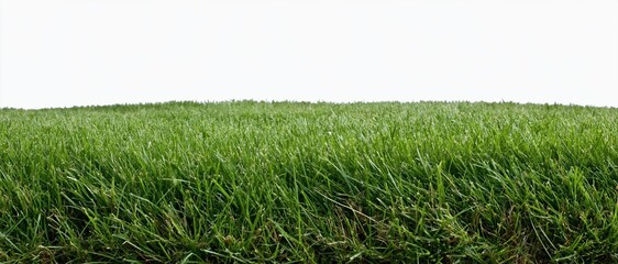 Obraz premium Wide strip of closely mown green grass lawn ground-level view