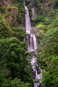Scenic Huai Nam Yen Waterfall tropical rainforest in the rainy season in Omkoi District Chiang Mai, Thailand
