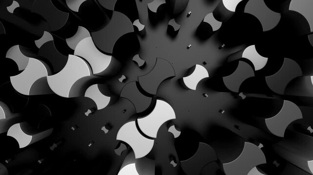 Background of Geometric Shapes. Abstract motion, loop, 3d rendering, 4k resolution
