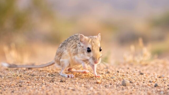 kangaroo mouse close up at morning light in great basin desert nevada usa video
