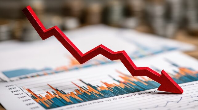 Red downward trend graph