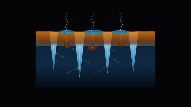 Medical illustration showing skin pores and microscopic deep cleansing treatment