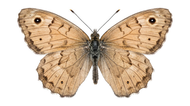 Brown Spotted Butterfly With Open Wings Display.