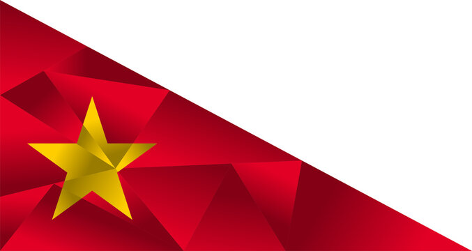 Low poly abstract vietnam national flag illustration red yellow star corner isolated